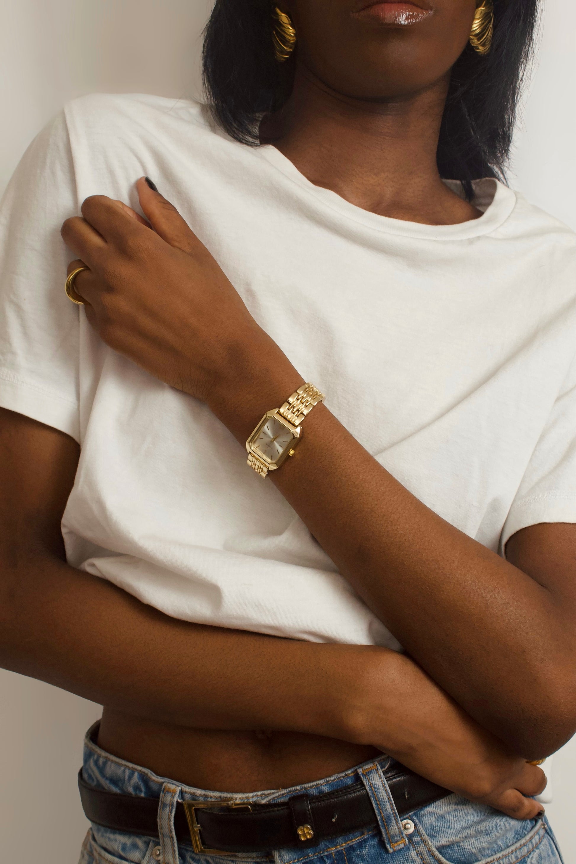Milla|Gold Watch|White