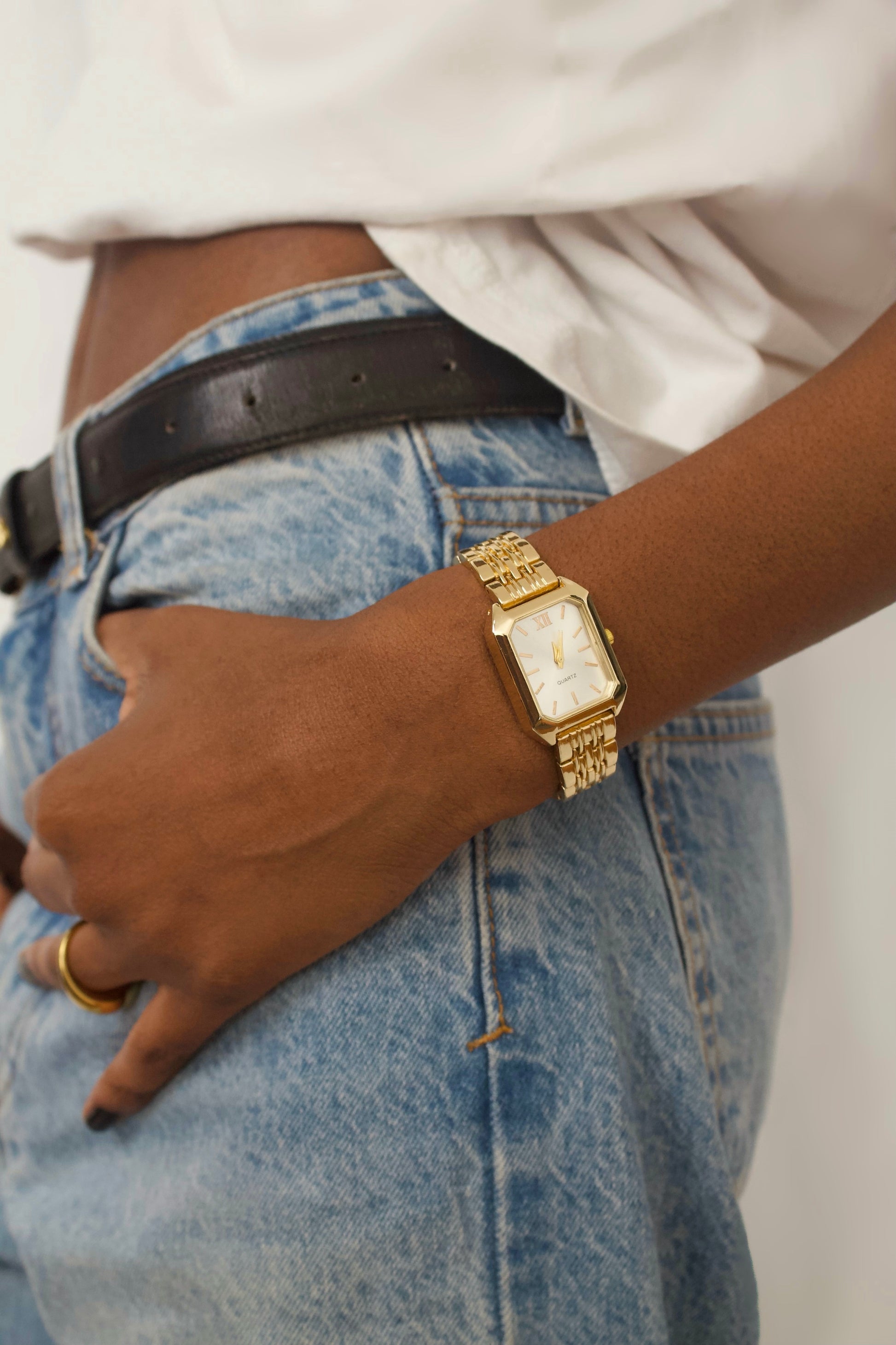 Milla|Gold Watch|White