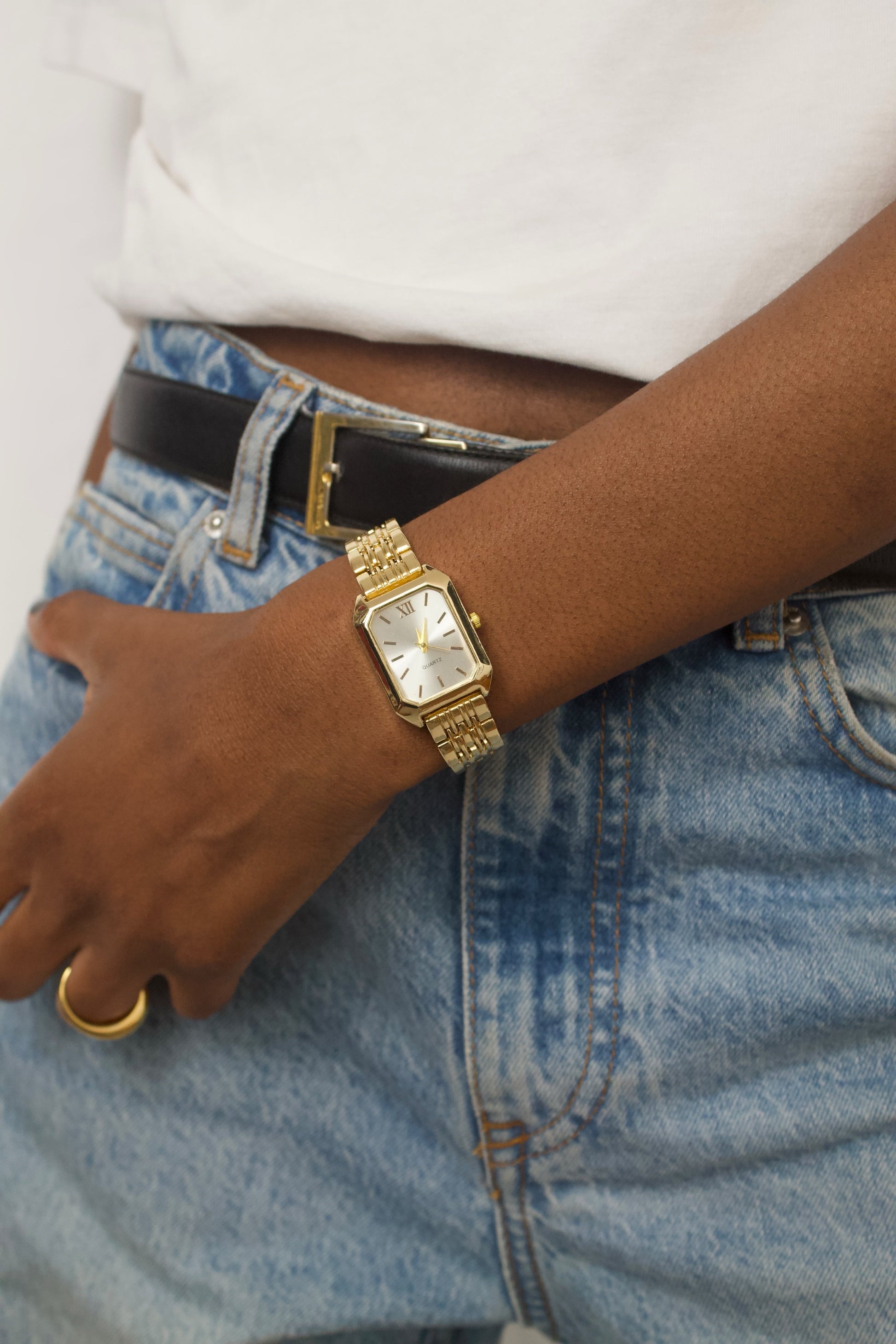 Milla|Gold Watch|White
