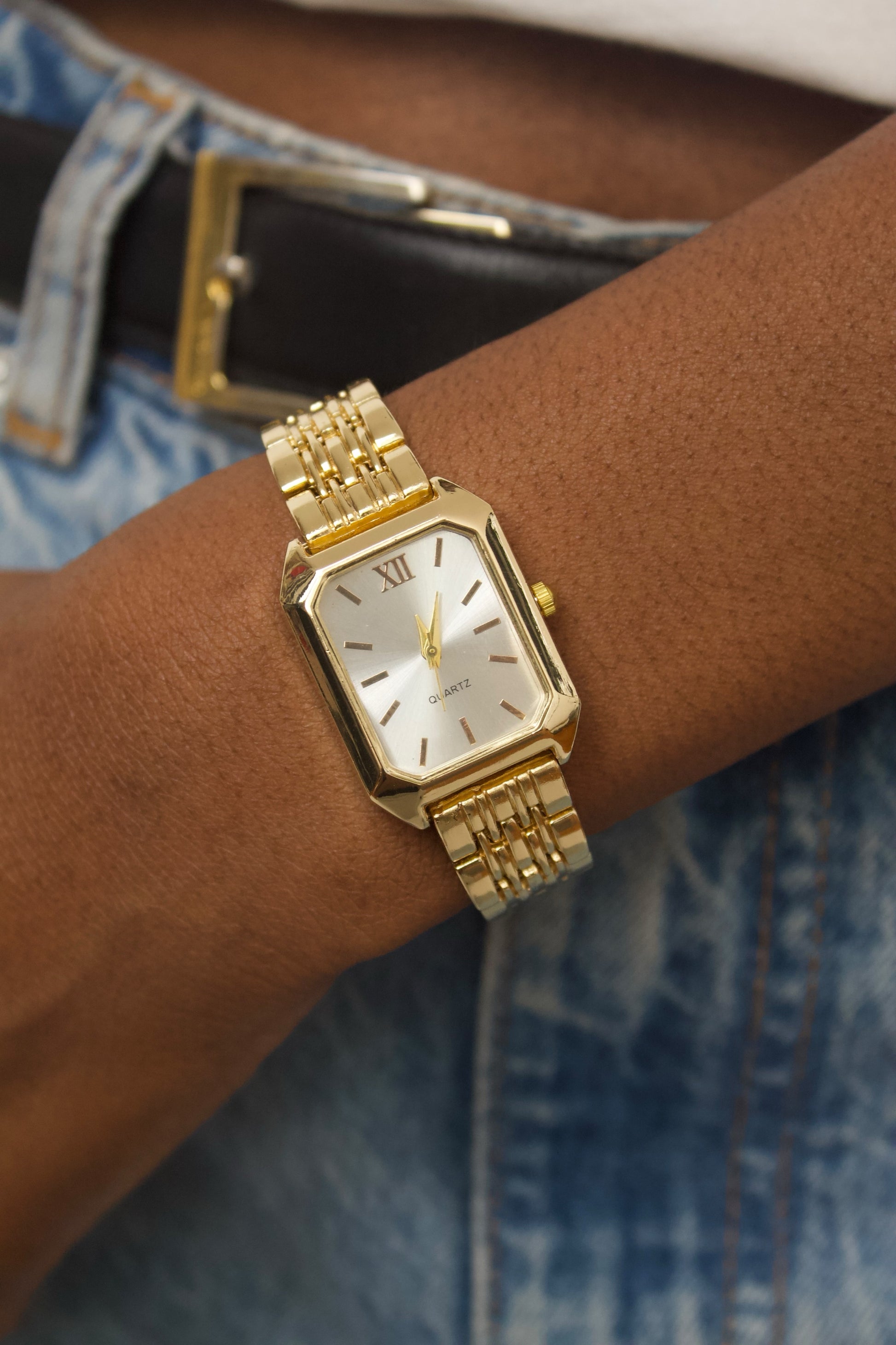 Milla|Gold Watch|White